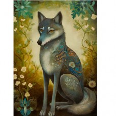 DUTCH LADY DESIGNS GREETING CARD Holy Forest Wolf
